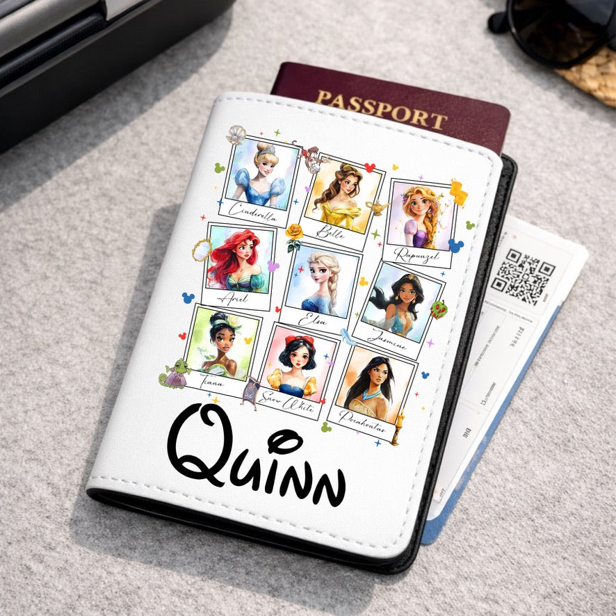 Personalised Princess Polaroid Disney Passport Cover | Family Holiday Passport Holder | Custom Travel Wallet | Magical Holiday Gift | Personalised Passport Cover