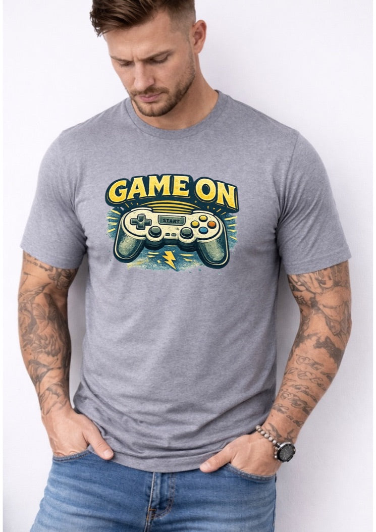Game On Gamer T-Shirt – Retro Video Game Controller Graphic Tee – Funny Gaming Shirt for Men – Gift for Gamers