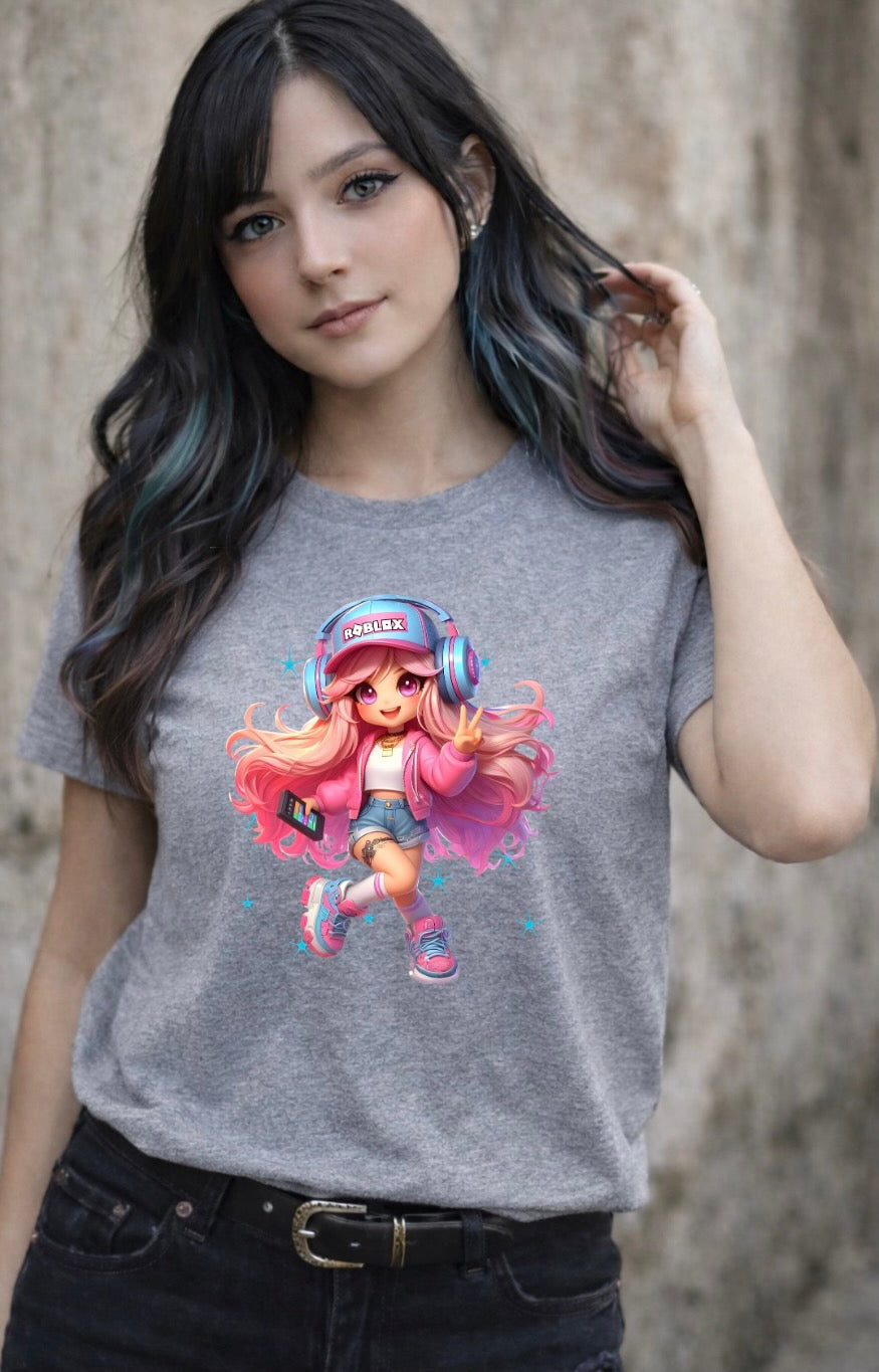 Cute Chibi Gamer Girl Graphic T-Shirt – Gaming Aesthetic Unisex Tee - Soft Cotton Everyday Shirt