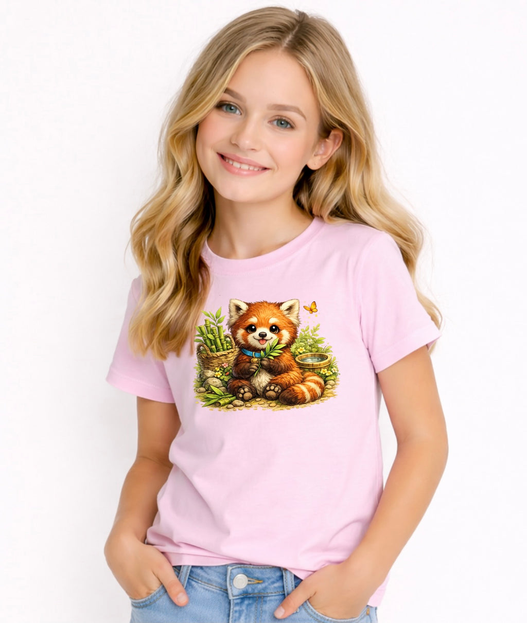 Cute Red Panda Kids Graphic T-Shirt – Adorable Woodland Animal Tee for Children