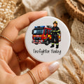 Personalised Firefighter Badge | Custom Firefighter Button Badge | Personalised Fire & Rescue Gift | Firefighter Name Badge | Fire Service Gift | Personalised Pin Badge