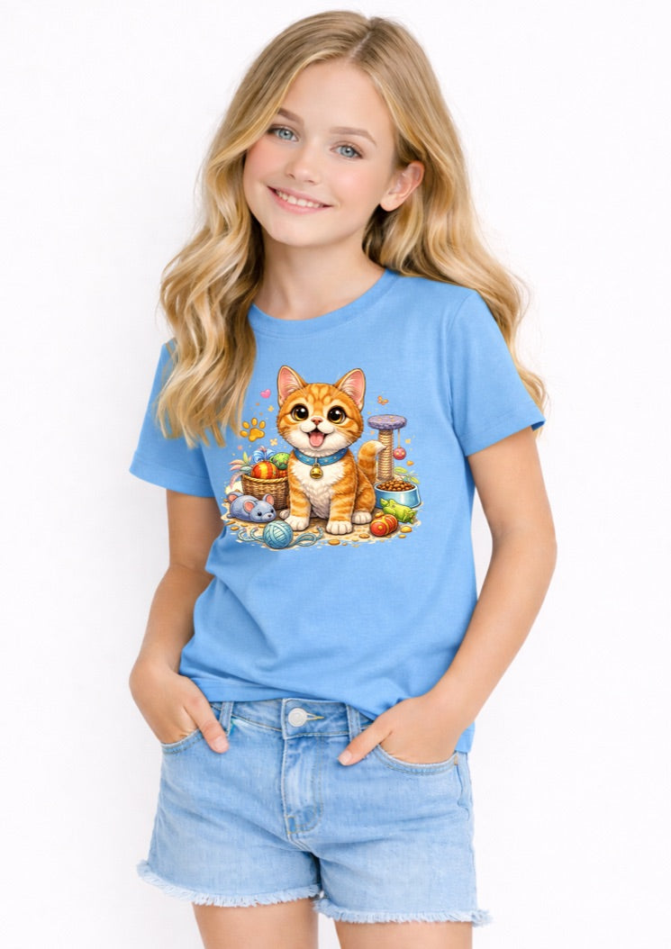 Cute Kitten Kids T-Shirt – Adorable Cat Lover Graphic Tee for Girls