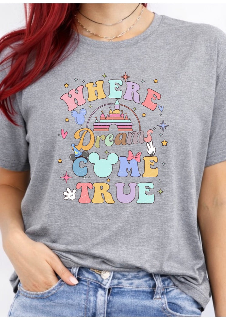 Where Dreams Come True Castle Graphic T-Shirt – Magical Theme Park Inspired Tee