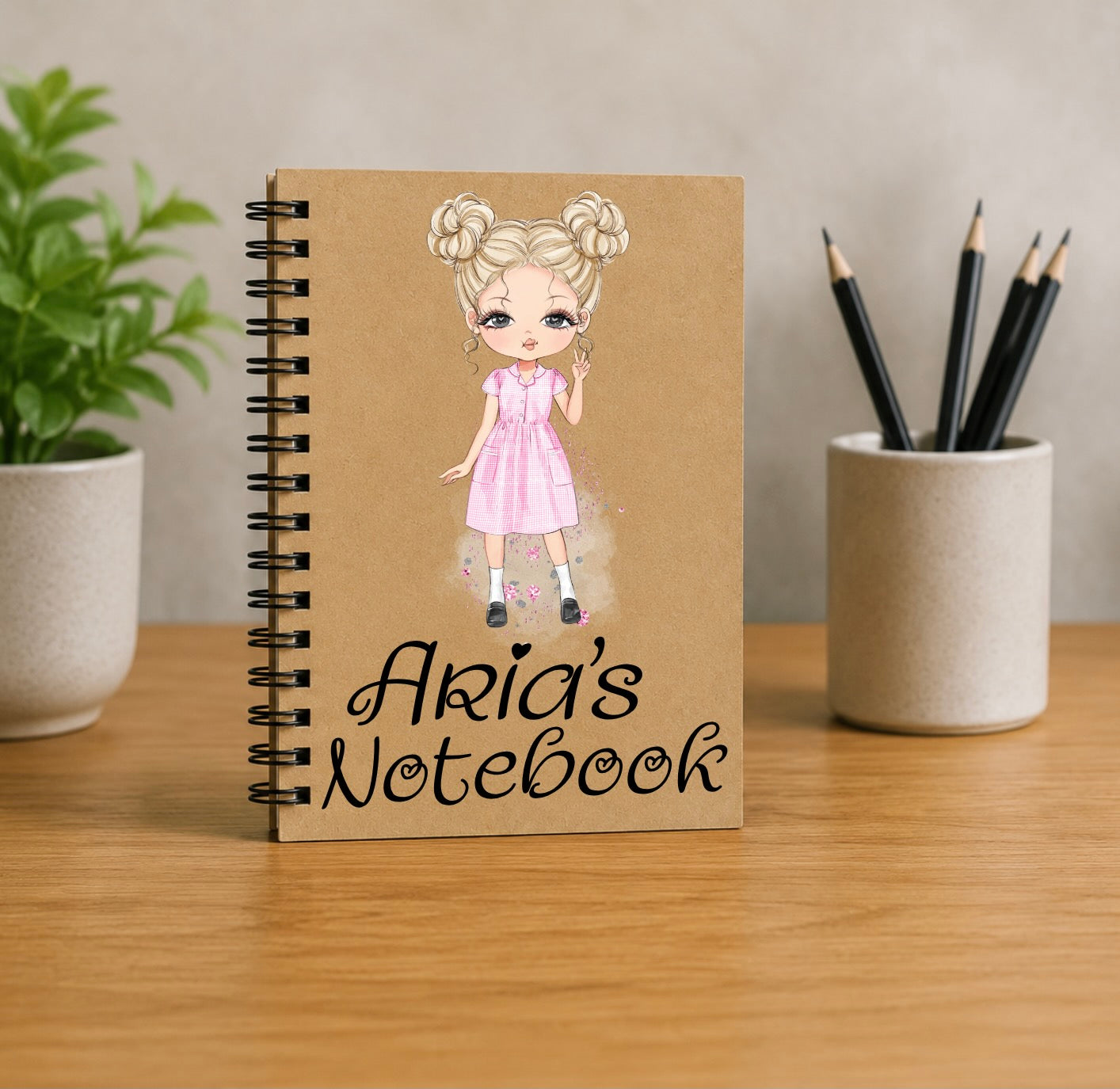 Personalised Summer Dress School Girl Notebook