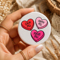 Calm Pill, Happy Pill & Focus Pill Badge | Funny Mental Health Pin Badge | Heart Candy Button Badge | ADHD & Neurodiversity Gift