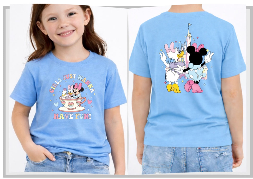 Girls Just want Have Fun Disney Kids T-Shirt | Disney Everyday Tee | Disney Outfit