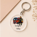 Personalised Women Firefighter Keyring | Custom Fire Engine Acrylic Keychain | Firefighter Gift | Emergency Services Keyring | Personalised Name Gift