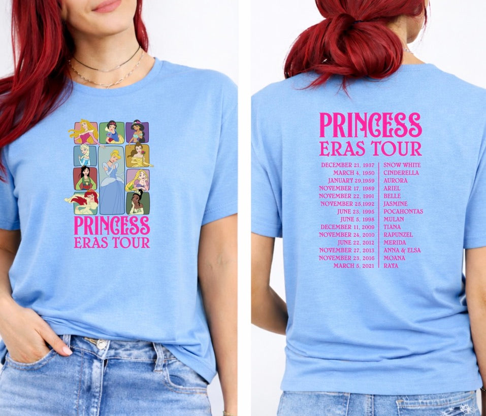 Princess Eras Tour Front & Back Graphic T-Shirt – Fairytale Character Tribute Tee