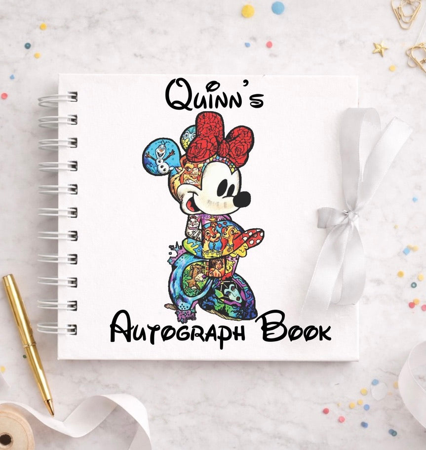 Personalised Minnie Mouse Disney Autograph Book, Personalised Disney World Trip, Gift For Disney Trip, Disney World Autograph Book
