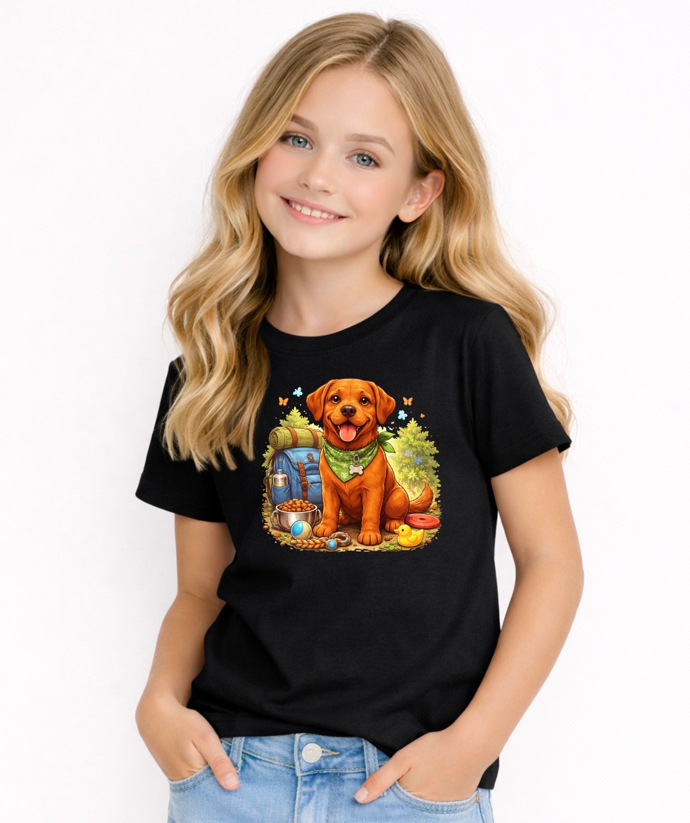 Red Fox Labrador Cute Puppy Dog Graphic Tee for Boys & Girls - Youth Dog Lover Shirt