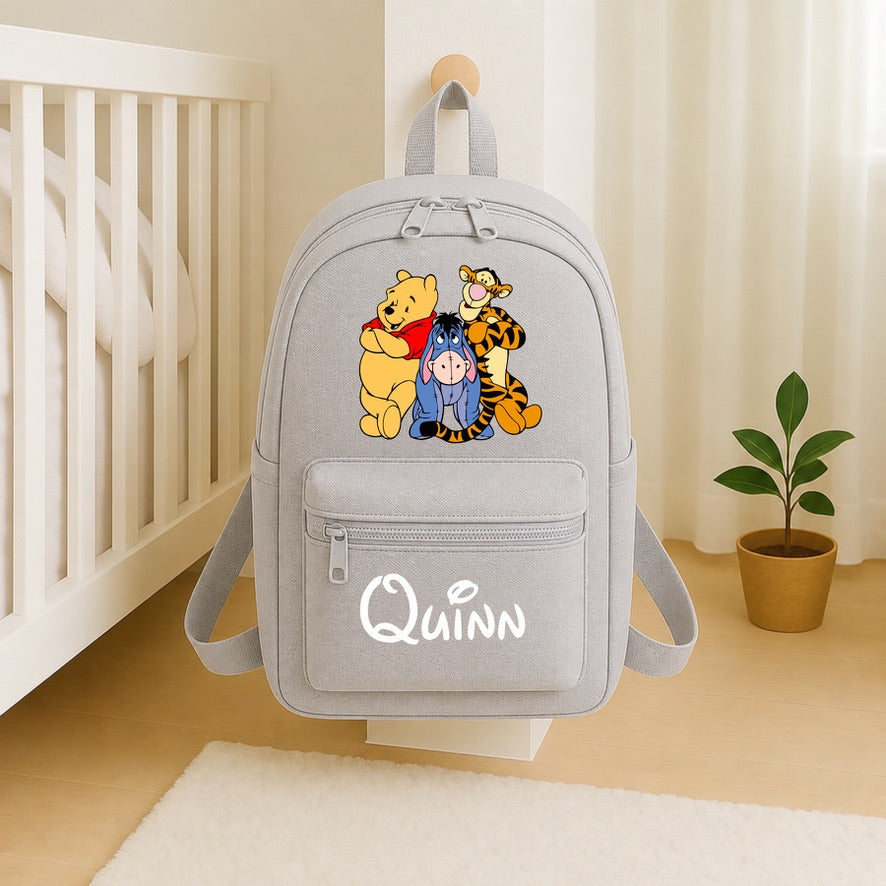 Personalised Pooh Gang Backpack – Custom Name School Bag | Kids Nursery Backpack | Personalised Children's Rucksack | Travel Bag | Gift for Boys & Girls