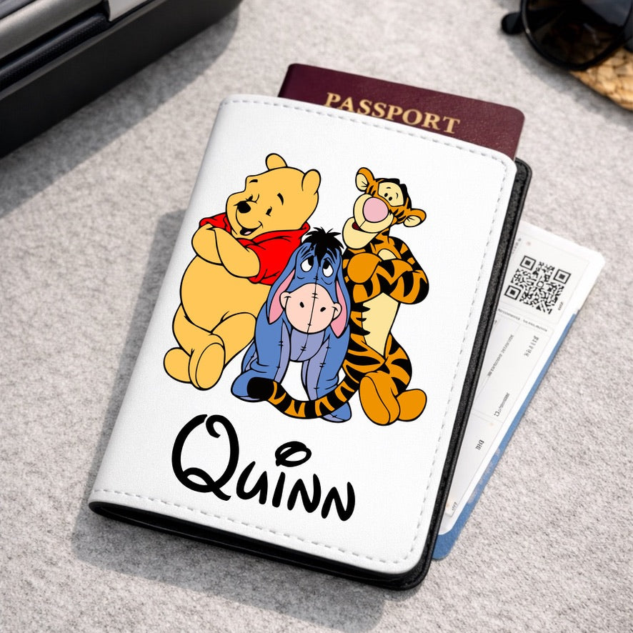 Personalised Winnie the Pooh Gang Disney Passport Cover | Family Holiday Passport Holder | Custom Travel Wallet | Magical Holiday Gift | Personalised Passport Cover