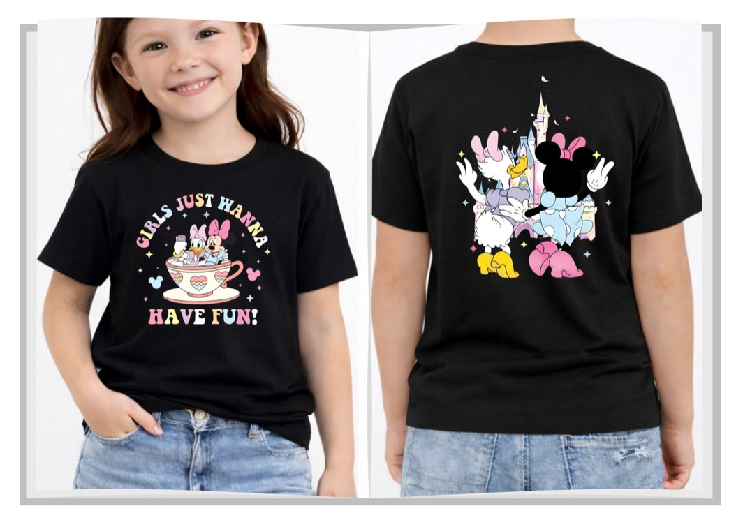 Girls Just want Have Fun Disney Kids T-Shirt | Disney Everyday Tee | Disney Outfit