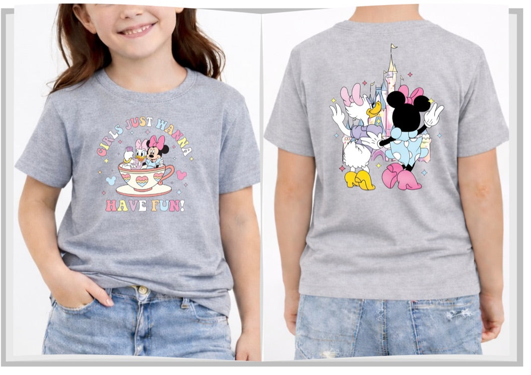 Girls Just want Have Fun Disney Kids T-Shirt | Disney Everyday Tee | Disney Outfit