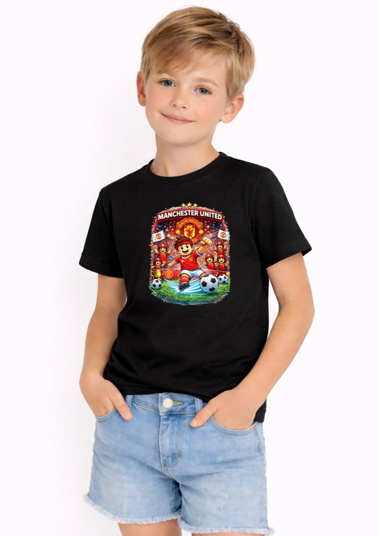 Manchester Football Kids T-Shirt – Red Soccer Fan Graphic Tee for Boys