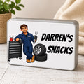 Personalised Mechanic Snack Tin | Custom Mechanic Lunch Tin | Personalised Snack Storage Tin | Car Mechanic Gift | Garage Worker Treat Box | Personalised Metal Tin
