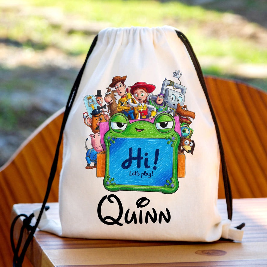 Personalised Toy Story 5 Drawstring Gym Bag | Custom Name PE Bag | Kids School Sports Bag | Nursery Drawstring Bag | Swimming Bag | Gift for Boys & Girls