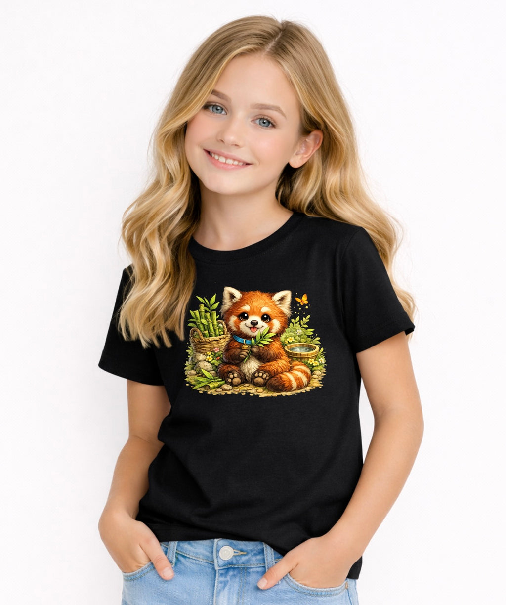 Cute Red Panda Kids Graphic T-Shirt – Adorable Woodland Animal Tee for Children