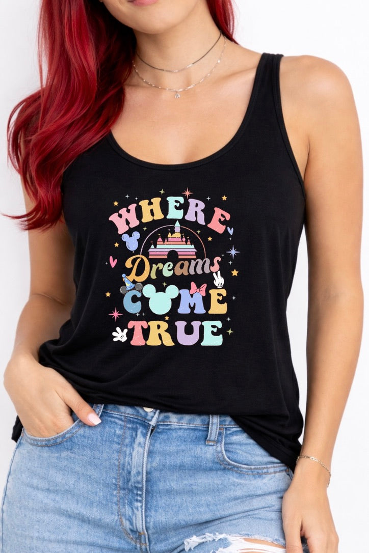 where Dreams Come True Vest Top, Disney Tank Top Women, Disney World Outfit, Disney Holiday Shirt, Theme Park Outfit, Cute Disney