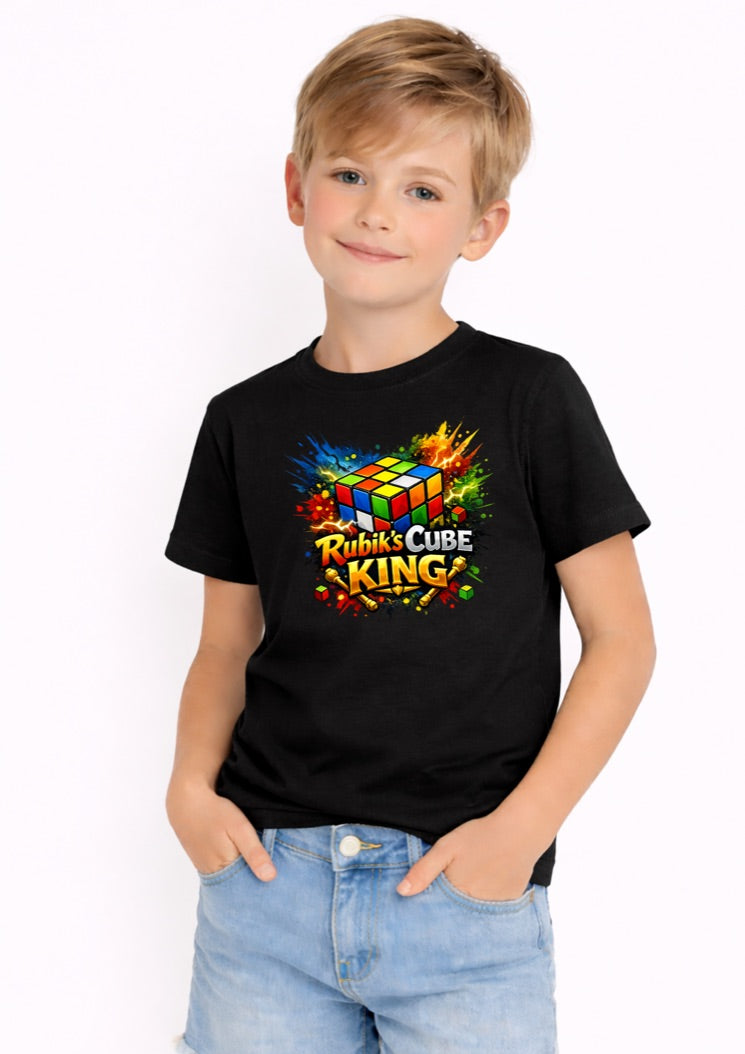 Rubik’s Cube King Kids T-Shirt – Puzzle Lover Graphic Tee
