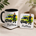Personalised Male Paramedic Mug & Coaster Gift Set | NHS Paramedic Gift | Ambulance Service Mug | Custom Name Gift