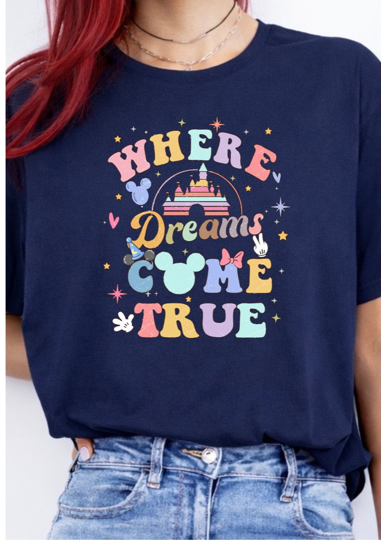 Where Dreams Come True Castle Graphic T-Shirt – Magical Theme Park Inspired Tee