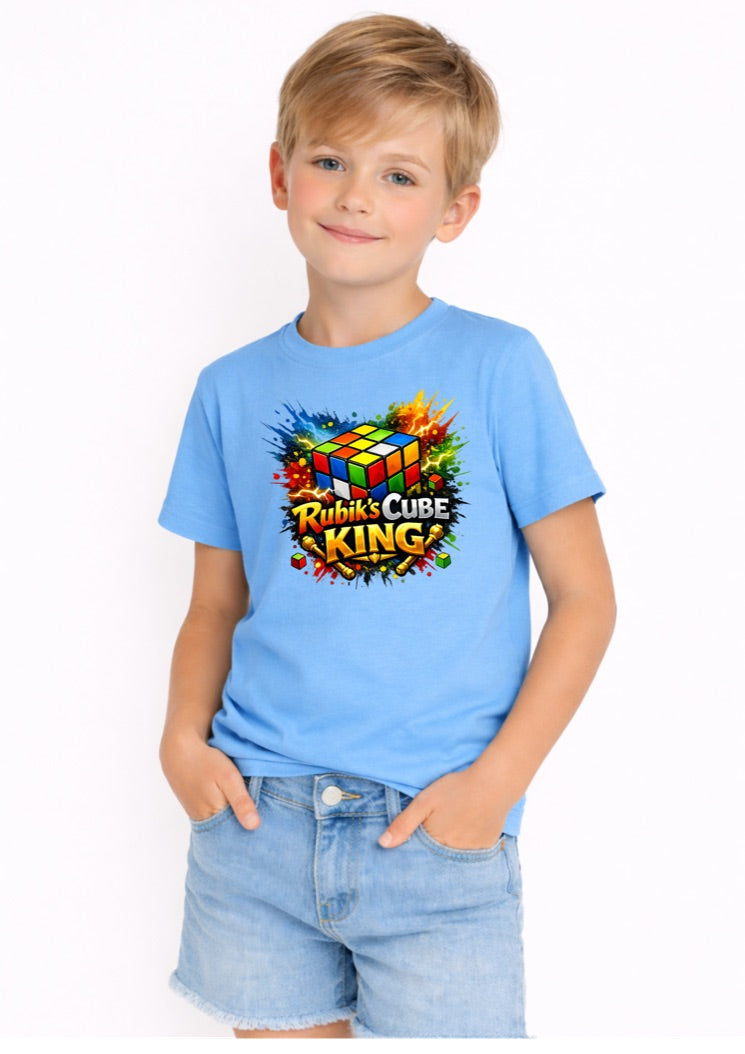 Rubik’s Cube King Kids T-Shirt – Puzzle Lover Graphic Tee