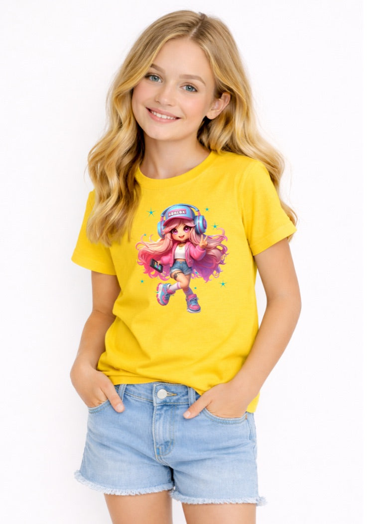 Cute Girl Gamer Kids T-Shirt – Pink Gaming Graphic Tee for Girls