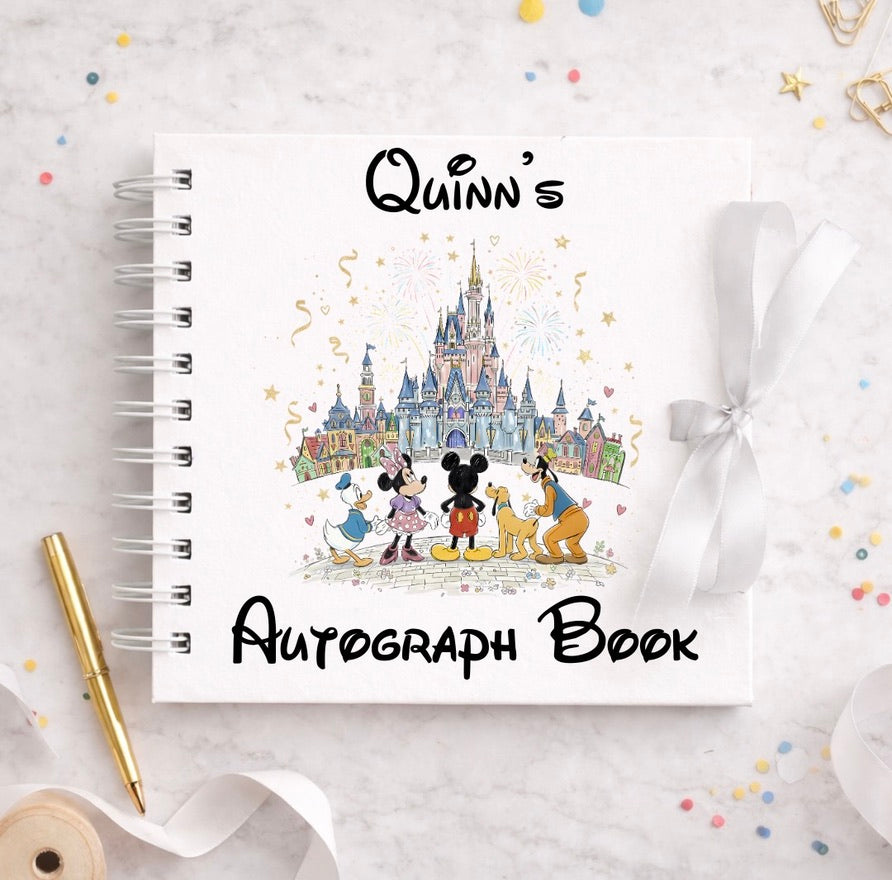 Personalised Fab 5 Castle Disney Autograph Book, Personalised Disney World Trip, Gift For Disney Trip, Disney World Autograph Book