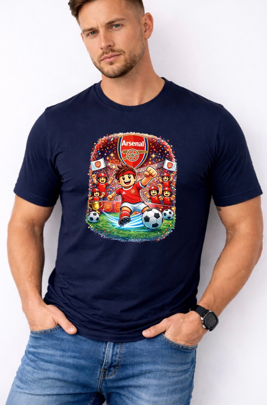Arsenal Football Fan Graphic T-Shirt – Cartoon Soccer Supporter Unisex Tee-| Match Day Shirt