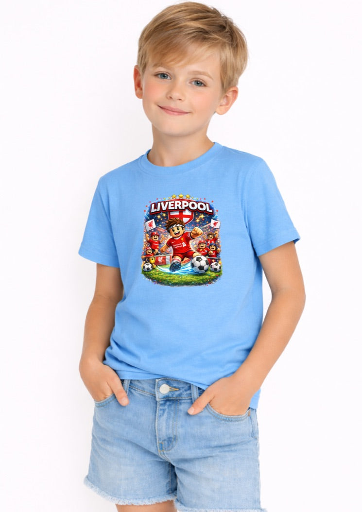 Liverpool Football Kids T-Shirt – Red Soccer Fan Graphic Tee for Boys