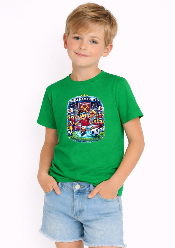 Claret & Blue Football Kids T-Shirt – Soccer Fan Graphic Tee for Boys