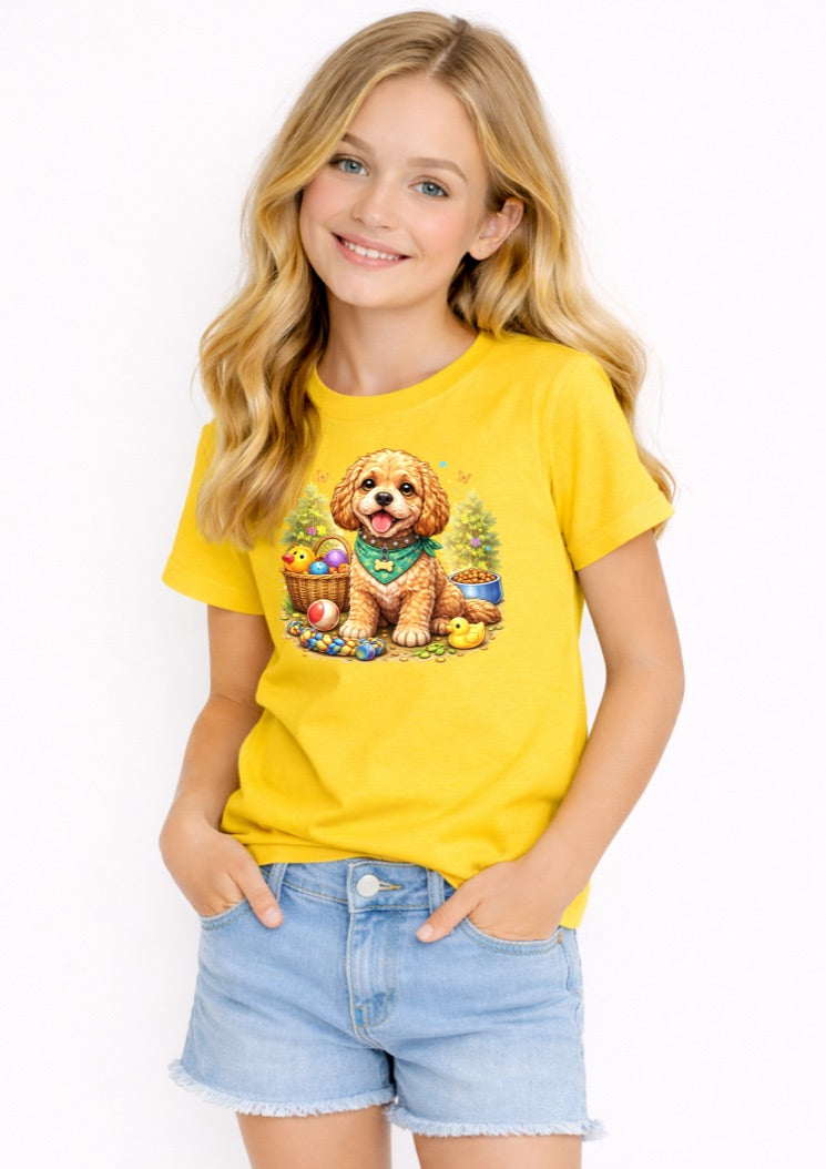 Cute Cockapoo Puppy Kids T-Shirt – Adorable Dog Lover Graphic Tee for Girls