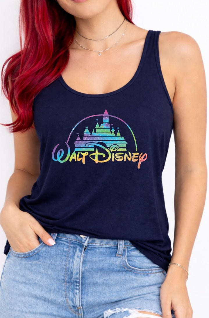 Rainbow Walt Disney Castle Disney Vest Top, Disney Tank Top Women, Disney World Outfit, Disney Holiday Shirt,