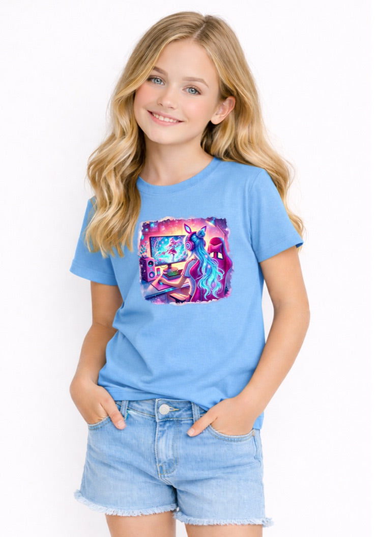 Girl Gamer Unicorn Kids T-Shirt – Cute Gaming Graphic Tee for Girls