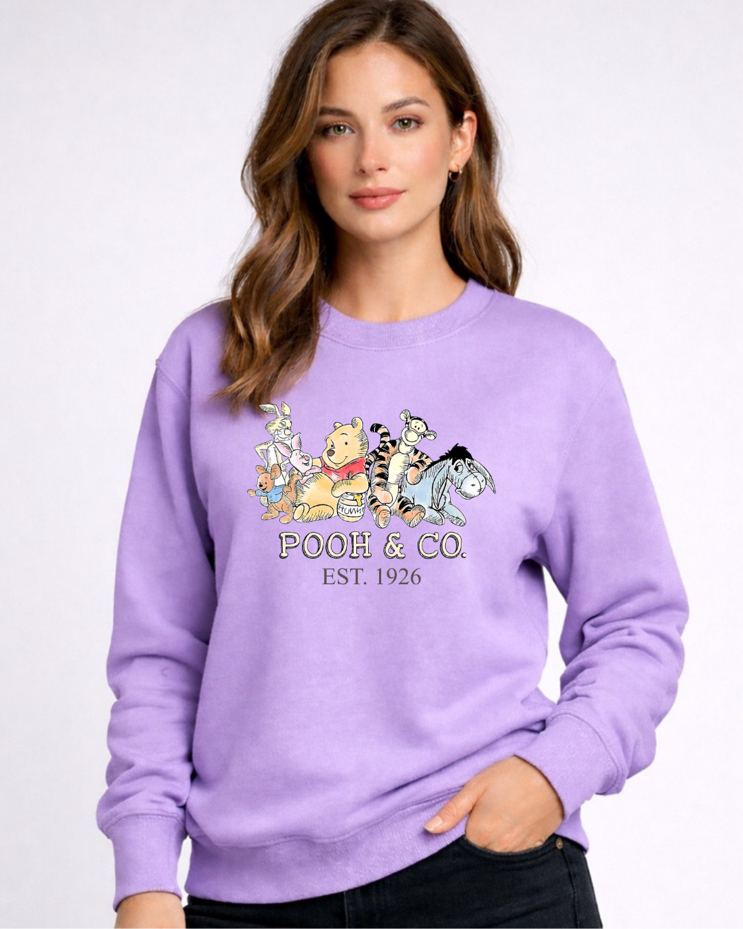 Pooh & Co Disney Sweatshirt – Cozy Graphic Crewneck, Unisex Disney Style Jumper