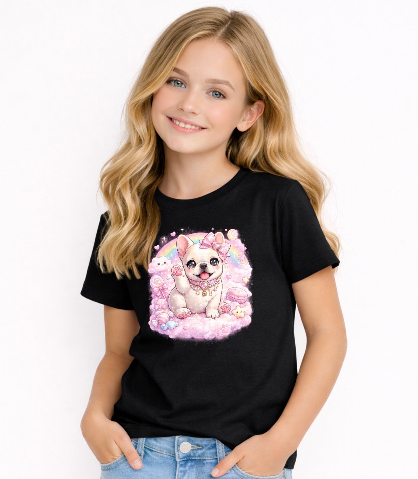 Kids Cute Puppy Graphic T-Shirt – Adorable Pastel Dog Design, Sweet Dog Lover Tee for Girls