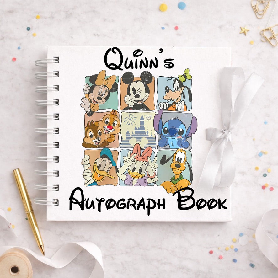 Personalised Mickey Gang Disney Autograph Book, Personalised Disney World Trip, Gift For Disney Trip, Disney World Autograph Book