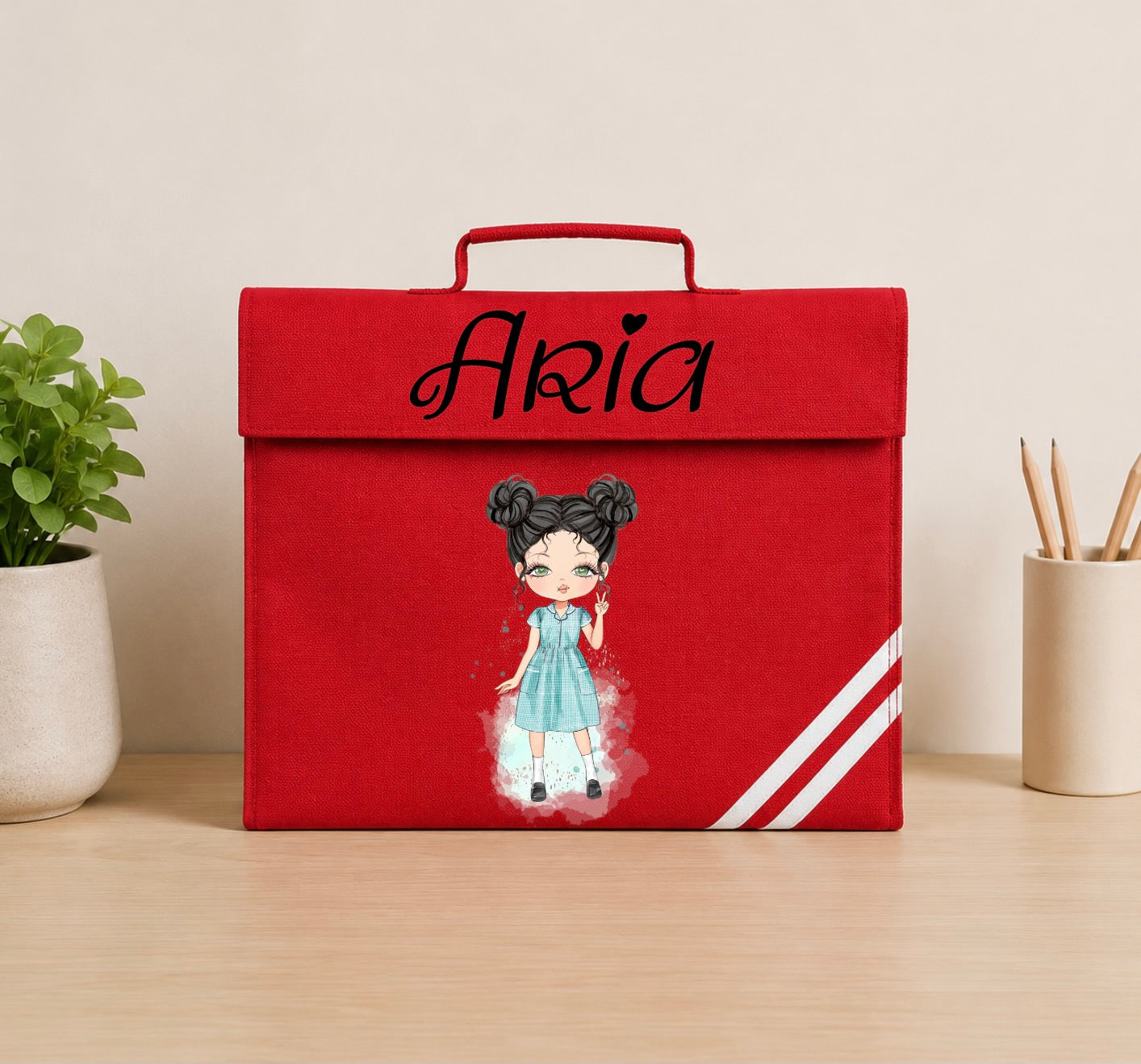 Personalised Summer Dress School Girl Book Bag – Custom Chibi Design 🎒✨