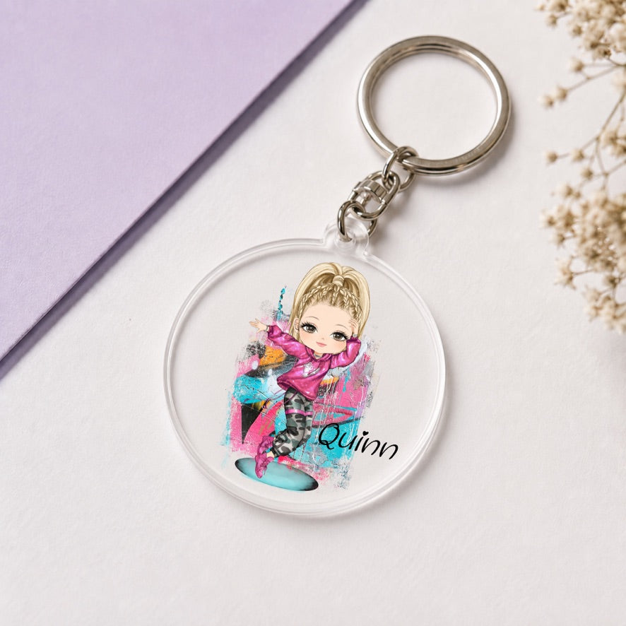Personalised Dancing Girl Keyring | Custom Name Keyring | Bag Tag Gift