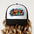 Kids Florida Trucker Cap | Florida Graffiti Snapback Hat | Colourful Mesh Baseball Cap for Boys & Girls | Adjustable Kids Cap