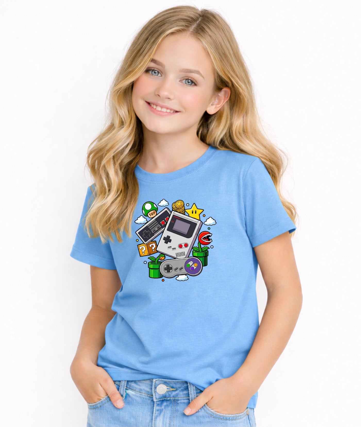 Kids Retro Gamer Graphic T-Shirt – Classic Video Game Console Design, Fun Gaming Tee for Boys & Girls