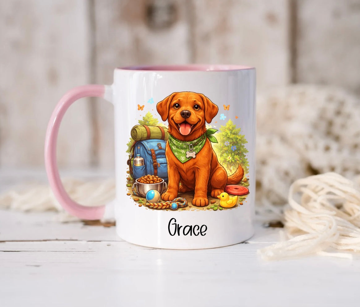 Personalised Red Fox Labrador Mug – Custom Name Coffee Cup