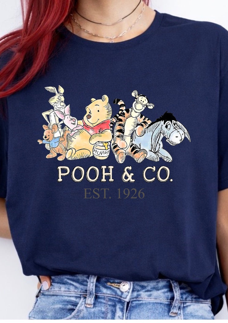 Pooh & Co. Est. 1926 Vintage Cartoon Bear Graphic T-Shirt – Classic Friends Tee