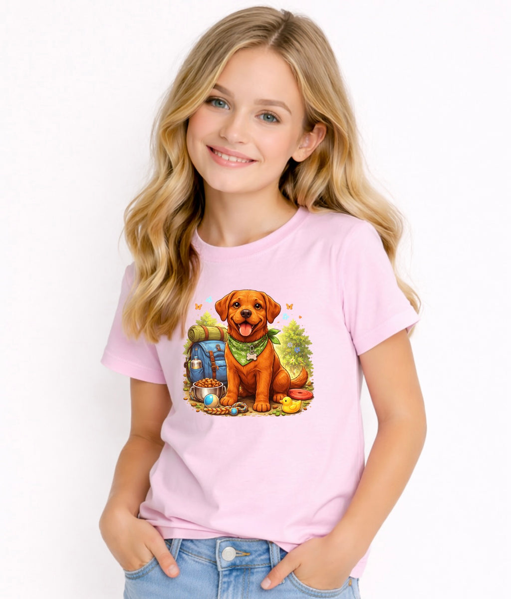 Red Fox Labrador Cute Puppy Dog Graphic Tee for Boys & Girls - Youth Dog Lover Shirt