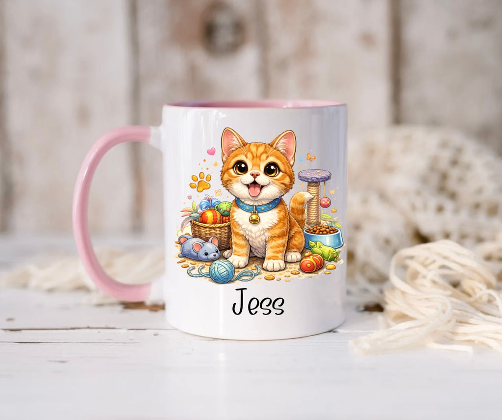 Personalised Cat Mug – Custom Name Coffee Cup
