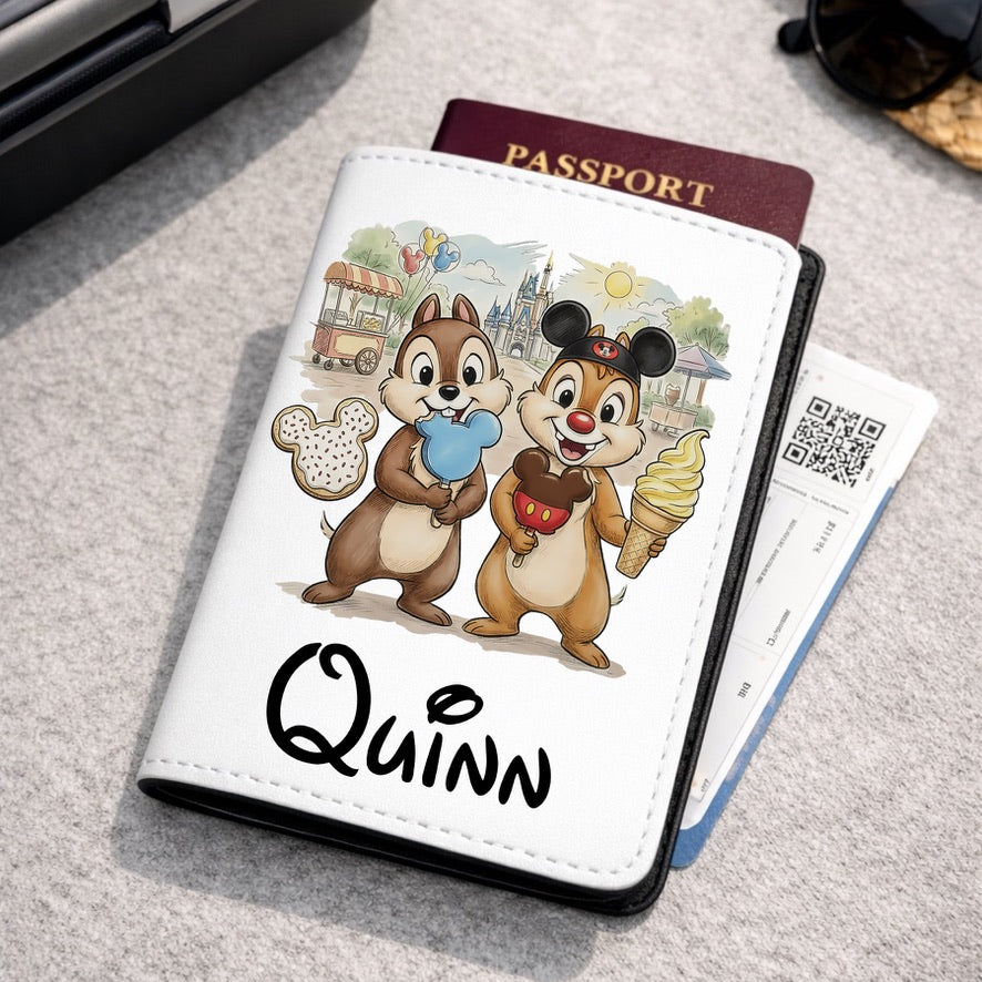 Personalised Chip & Dale Disney Passport Cover | Family Holiday Passport Holder | Custom Travel Wallet | Magical Holiday Gift | Personalised Passport Cover
