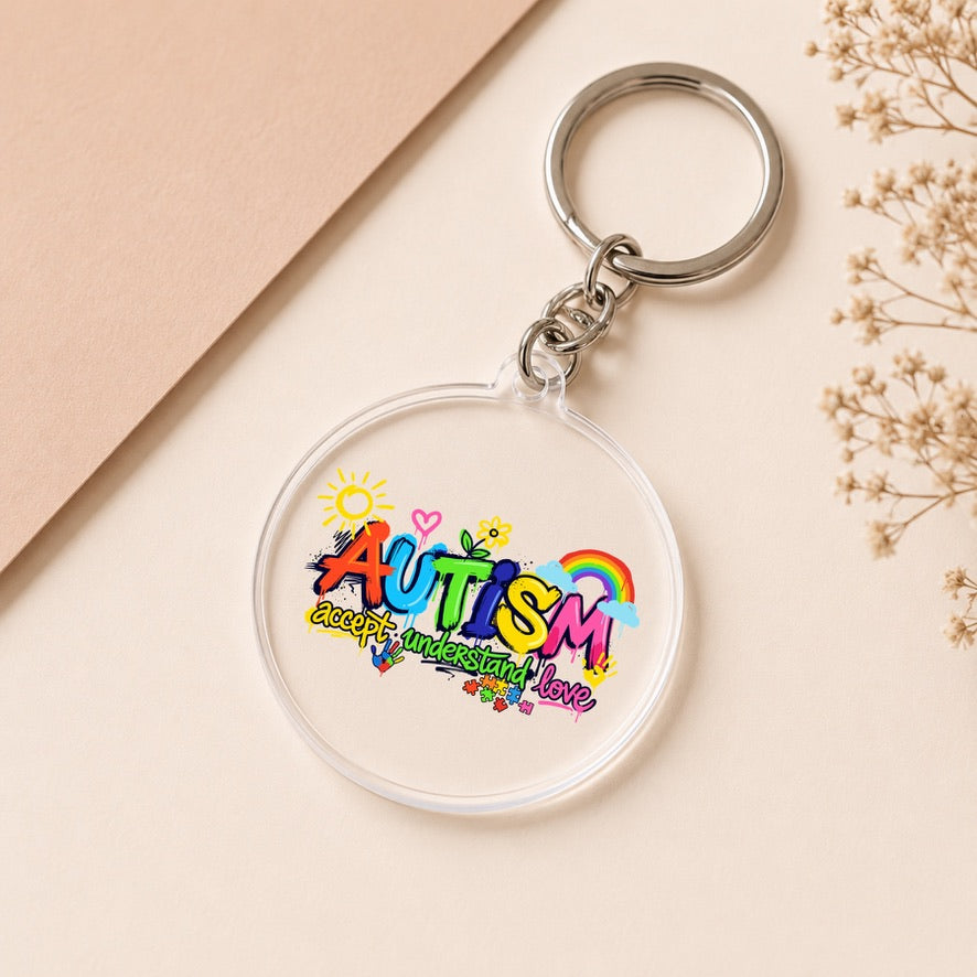 Autism Acrylic Keyring | Cute Keyring | Bag Charm | Backpack Accessory | Keychain Gift | School Bag Accessory | Handmade UK