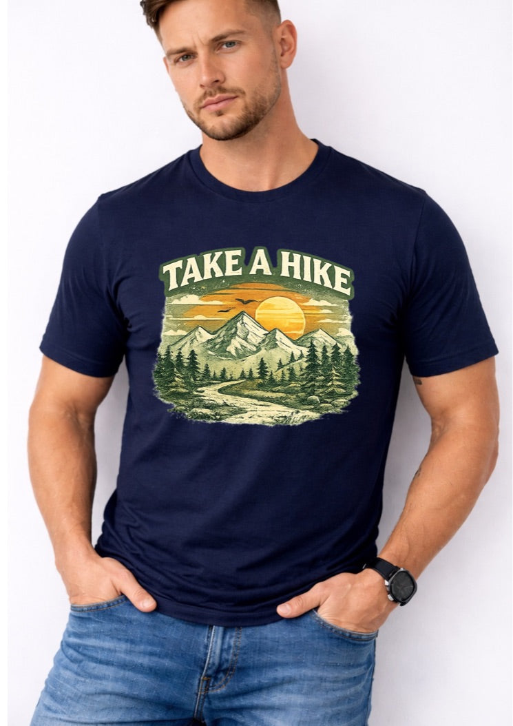 Take A Hike Mountain Graphic T-Shirt – Vintage Nature Hiking Tee – Outdoor Adventure Shirt