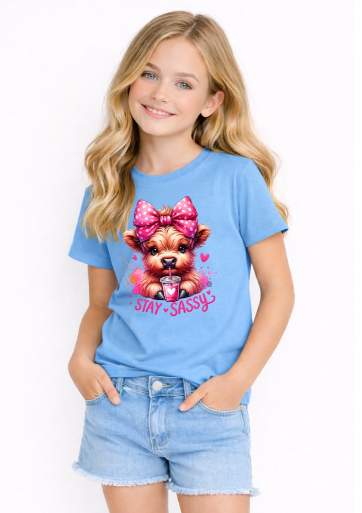 Cute Highland Cow Kids T-Shirt – Adorable Highland Calf Farm Animal Graphic Tee